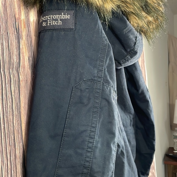 Abercrombie & Fitch Basin Mountain faux Fur linen fur Hood Military Parka Jacket - Picture 5 of 13